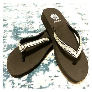 Still in the box black with rhinestone sandals